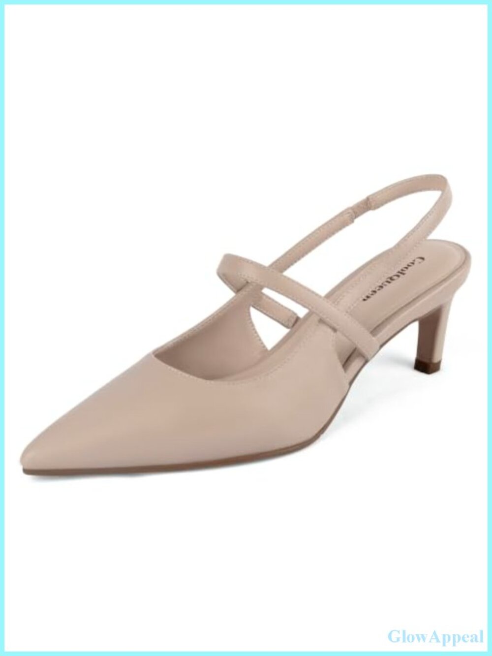Women's Kitten Heel Slingback Pumps Faux Leather Pointed Toe